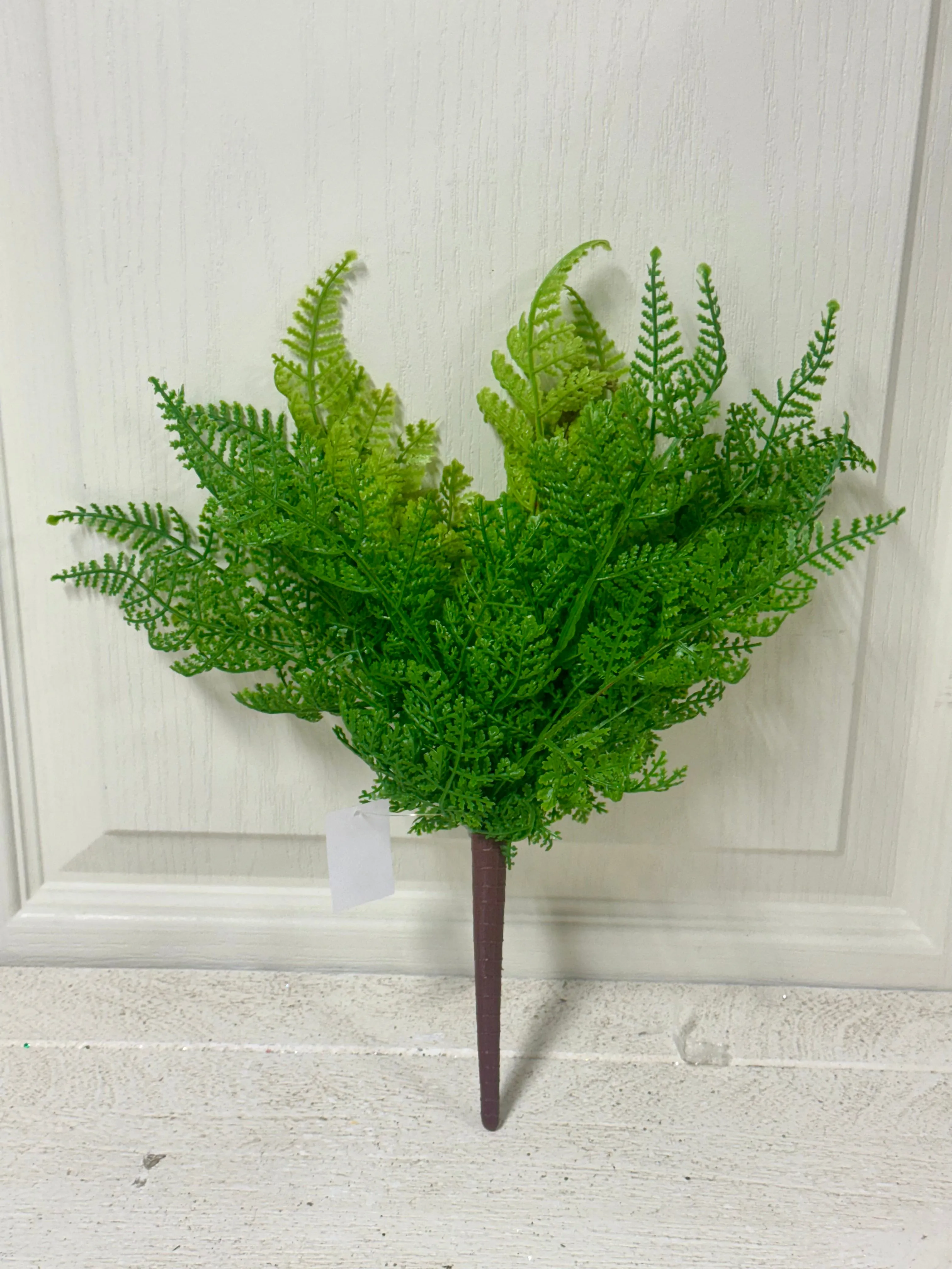 13 Inch Green Leather Fern Spray