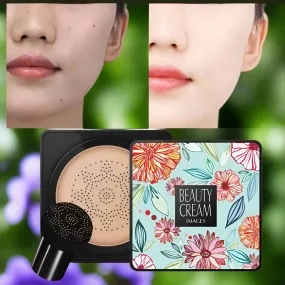 Air Cushion Cream Foundation For Flawless Skin With Dewy Finish & Mushroom Head Sponge Puff