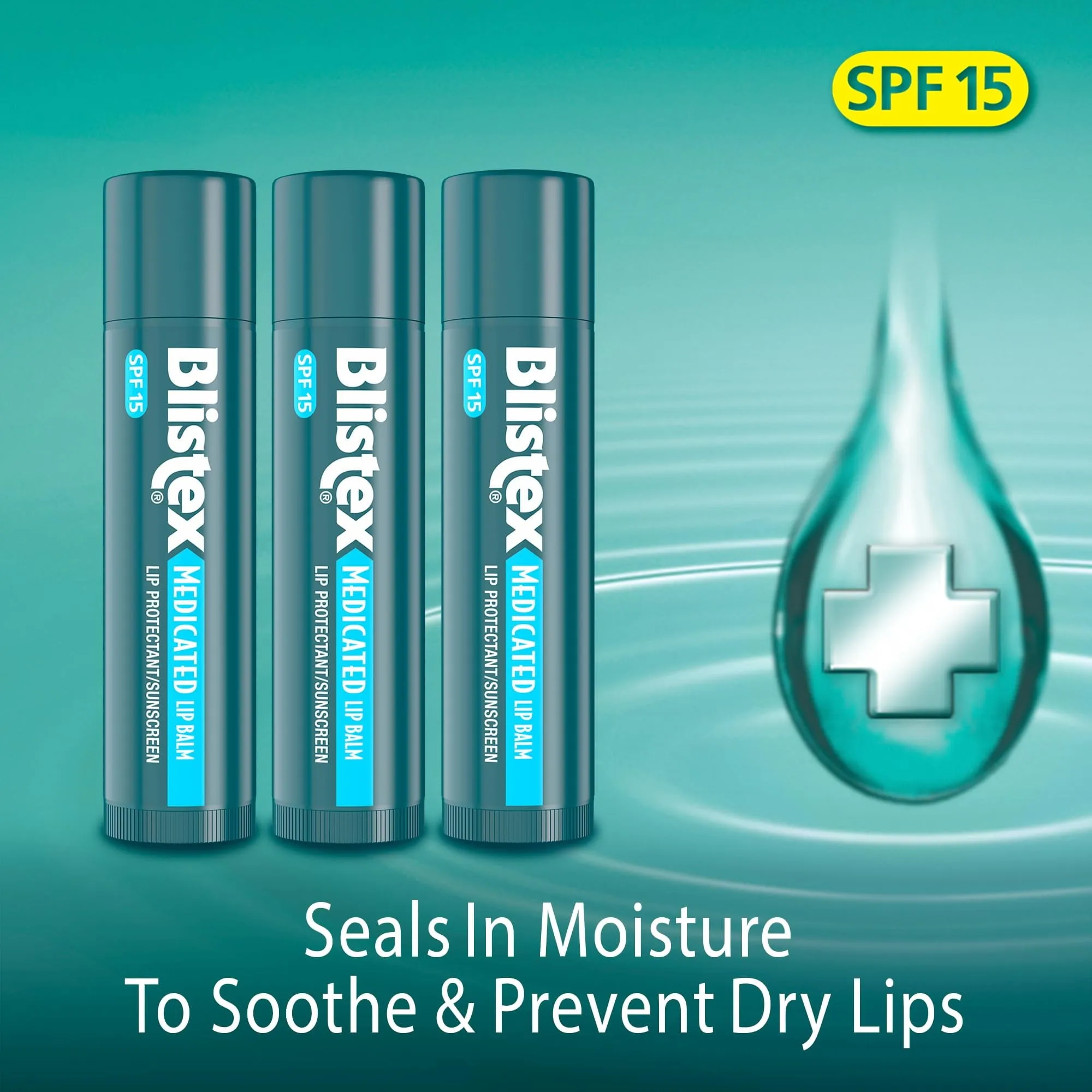 Blistex Medicated Lip Balm, 0.15 Ounce, Pack of 3 – Prevent Dryness & Chapping, SPF 15 Sun Protection