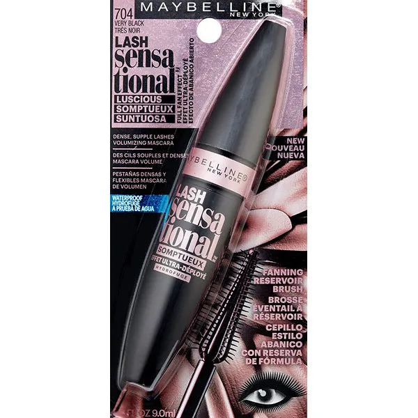 MAYBELLINE - Lash Sensational Luscious Waterproof Mascara Very Black - 0.3 oz. (9 ml)